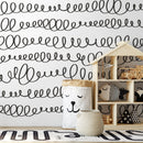 Abstract Wallpaper with a Hand-Drawn Loop Motif in Black and White - A008