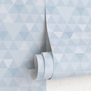 Geometric Wallpaper with a Triangle Mosaic in Shades of Blue - A010
