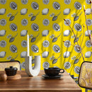 Botanical Wallpaper with Lemon Sketches in Yellow, Black, and White - A017