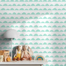 Scalloped Wallpaper with a Dotted Wave Motif in Mint Green - A358