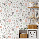 Fruit Wallpaper Featuring Hand-Drawn Illustrations in Coral, Green, and Beige - A367