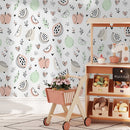 Fruit Wallpaper Featuring Hand-Drawn Illustrations in Coral, Green, and Beige - A367