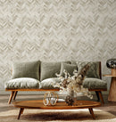 Wood Wallpaper with a Herringbone Motif in Beige and Brown - A430