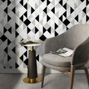 Geometric Wallpaper with a Modern Triangle Collage in Black, White, and Grey - A475