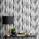 Abstract Wallpaper with Wavy Vertical Stripes in Black and White - A482