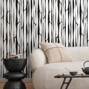 Abstract Wallpaper with Wavy Vertical Stripes in Black and White - A482
