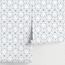 Geometric Wallpaper with a Prismatic Line Motif in Navy Blue - A511