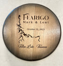 Custom made Bourbon Barrel Bistro/Pub Table Table with glass insert- Custom designed laser engraving available