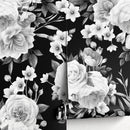 Floral Wallpaper Featuring Large Scale Roses in Black and White - A558