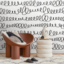 Abstract Wallpaper with a Hand-Drawn Loop Motif in Black and White - A008
