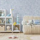 Geometric Wallpaper with a Triangle Mosaic in Shades of Blue - A010
