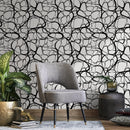 Abstract Wallpaper with a Fluid Linear Design in Black and White - A042