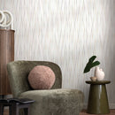 Minimalist Cascading Dot Abstract Wallpaper in Gray, Green, and Taupe - A057