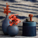 Abstract Wallpaper with a Misty Mountain Motif in Blue and Beige - A102