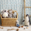 Minimalist Dotted Vertical Stripe Abstract Wallpaper in Teal and Black - A150