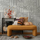 Folk Art Tile Wallpaper in Black and White - A236