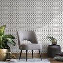 Geometric Wallpaper with a Minimalist Octagon Lattice in Black and White - A346