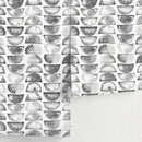 Geometric Wallpaper with a Watercolor Half-Moon Motif in Gray and White - A348