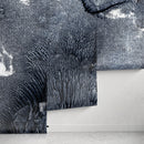 Abstract Wallpaper with a Textured Ink Blot Motif in Navy Blue and White - A349