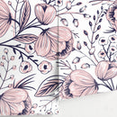 Floral Wallpaper featuring Stylized Hand-Drawn Blooms in Pink and Purple - A691