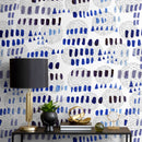 Abstract Wallpaper with Watercolor Brush Strokes in Blue, Purple, and Black - A028