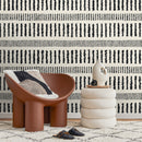 Abstract Wallpaper with Irregular Stripes in Black and Off-White - A798