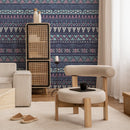 Bohemian Wallpaper with Tribal Eye Motifs in Purple, Pink, and Teal - A820