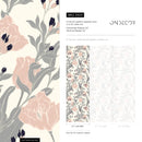 Floral Wallpaper Featuring Stylized Tulips in Pink, Warm Beige, and Blue - A829