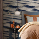 Abstract Wallpaper with a Misty Mountain Motif in Blue and Beige - A102