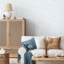 Minimalist Splatter Dot Abstract Wallpaper in Blue - A114