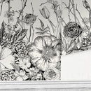 Floral Wallpaper with an Engraved Botanical Motif in Black and Cream - A531