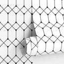 Geometric Wallpaper with a Minimalist Octagon Lattice in Black and White - A346