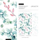 Botanical Wallpaper with Watercolor Leaves and Berries in Green and Pink - A735