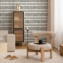 Abstract Wallpaper with Irregular Stripes in Black and Off-White - A798