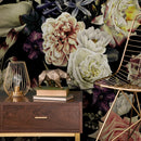 Dark Floral Wallpaper with a Moody Bouquet in Pink, White, and Purple - A841