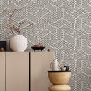 Geometric Wallpaper with a Triangle Motif in Black and White - B077