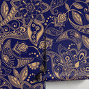 Paisley Wallpaper with an Intricate Ornamental Motif in Blue and Gold - A898