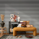 Striped Wallpaper with Bold Horizontal Lines in Black and White - B112