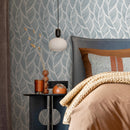 Feather Wallpaper with a Stylized Motif in Light Blue and White - A063