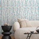 Minimalist Dotted Vertical Stripe Abstract Wallpaper in Teal and Black - A150