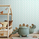 Scalloped Wallpaper with a Dotted Wave Motif in Mint Green - A358