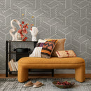 Geometric Wallpaper with a Triangle Motif in Black and White - B077