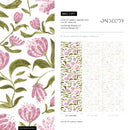 Floral Wallpaper Featuring Hand-Painted Blooms in Pink and Green - C971