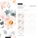 Floral Wallpaper with Large Watercolor Peonies in Pink and Blue- ZAAN