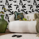 Botanical Wallpaper with a Modern Leaf Trellis in Black and White - B683