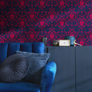 Classic Damask Wallpaper in Magenta and Navy Blue - B685