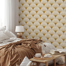 Art Deco Wallpaper with a Fan Motif in Gold - B937