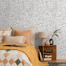 Abstract Wallpaper with a Pattern of Doodled Faces in Black and White - B280