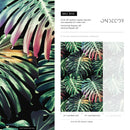Botanical Wallpaper with Oversized Monstera Leaves in Green and Pink - B116
