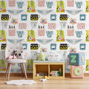 Folk Wallpaper featuring Whimsical Kitchenware in Teal, Pink, and Green - B328